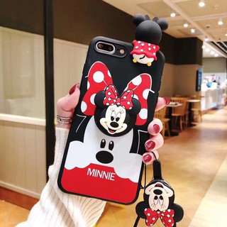 Ốp điện thoại mềm có giá đỡ kiểu chuột Mickey kèm dây buộc cho Samsung Galaxy Note 10 plus Note 10 9 8