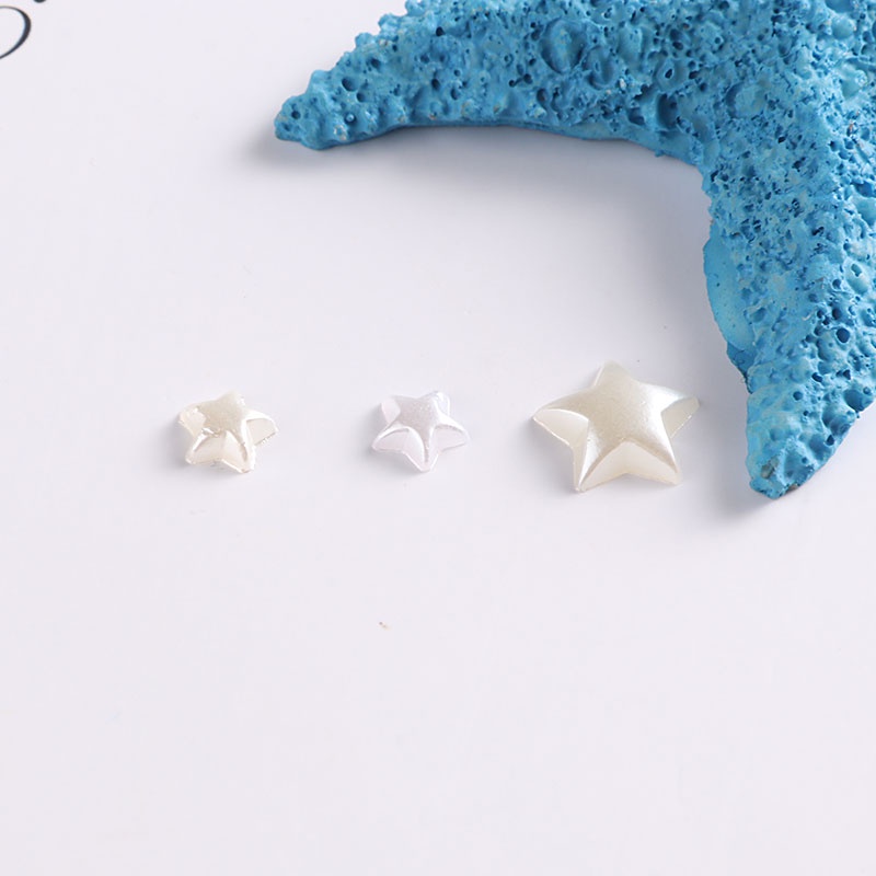 50/100 Phụ kiện trang trí điện thoại hình ngôi sao năm cánh đính ngọc trai giả 6/10mm màu trắng/be