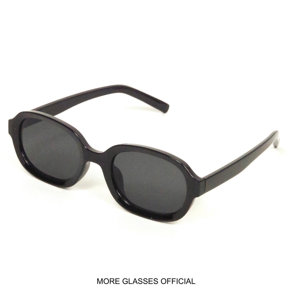 Kính mát hình tròn gọng màu đen tròng màu đen chống UV 400 basic ảnh thật