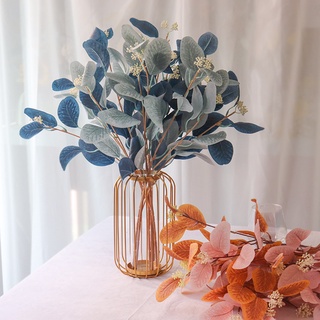 Cây giả nhân tạo Bạch đàn lá nhánh với trái cây cưới Nhà cắm hoa bạch đàn màu xanh hồng bạch đàn trang trí hiện đại