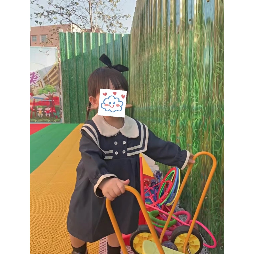 Đầm Công Chúa Tay Dài Màu Trơn Phong Cách Hàn Quốc Thời Trang Xuân Thu Cho Bé Gái