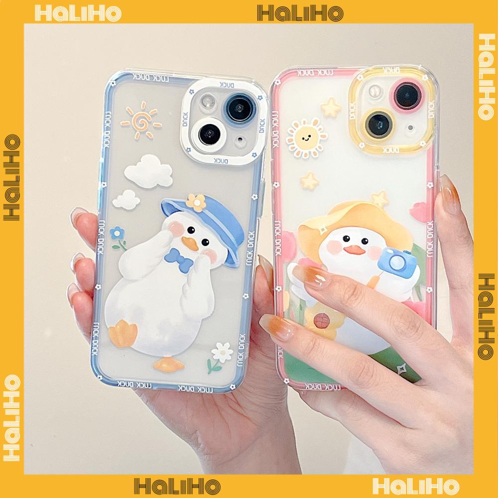 iPhone Case Silicone Soft Case Clear Case Square Edge Shockproof Protection Camera Cartoon Duck Cute Compatible For iPhone 11 iPhone 13 Pro Max iPhone 12 Pro Max iPhone 7 Plus xr