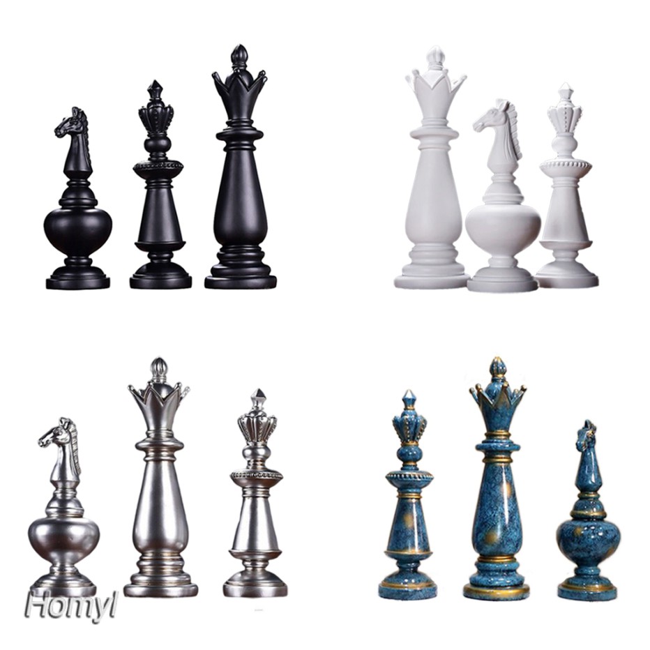 Set 3 mô hình quân cờ vua trang trí nghệ thuật đẹp mắt