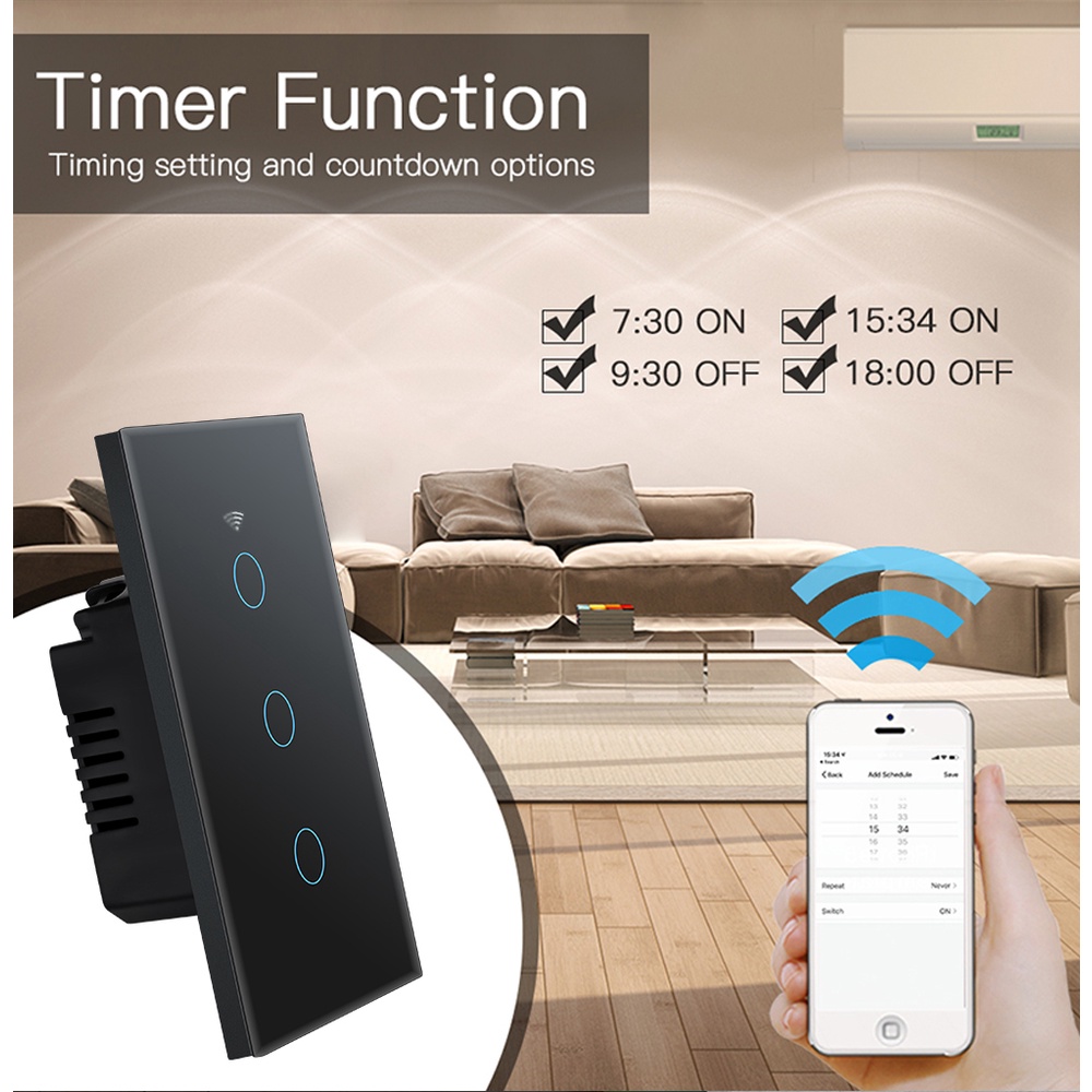 Công TắC ChạM ĐèN Wifi Thông Minh 110 / 220v KèM Phụ KiệN Cho Alexa Google Home 1 / 2 / 3 / 4