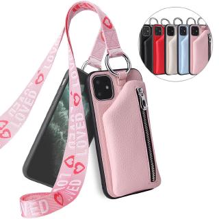 Ốp điện thoại có ngăn ví đựng tiền xu kèm dây đeo cho iPhone 11 Pro MAX 6S 7 8 Plus XR XS MAX