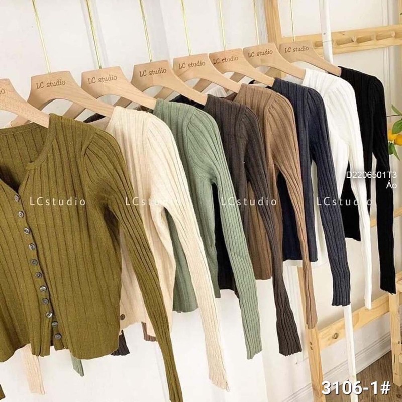 Áo len gân phối nút gài dài tay TT2206