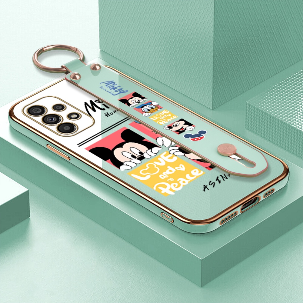 Ốp Điện Thoại Viền Vuông Mềm In Họa Tiết Minnie Có Dây Đeo Cho Samsung Galaxy A73 A53 A33 5G A23 A13 A03S
