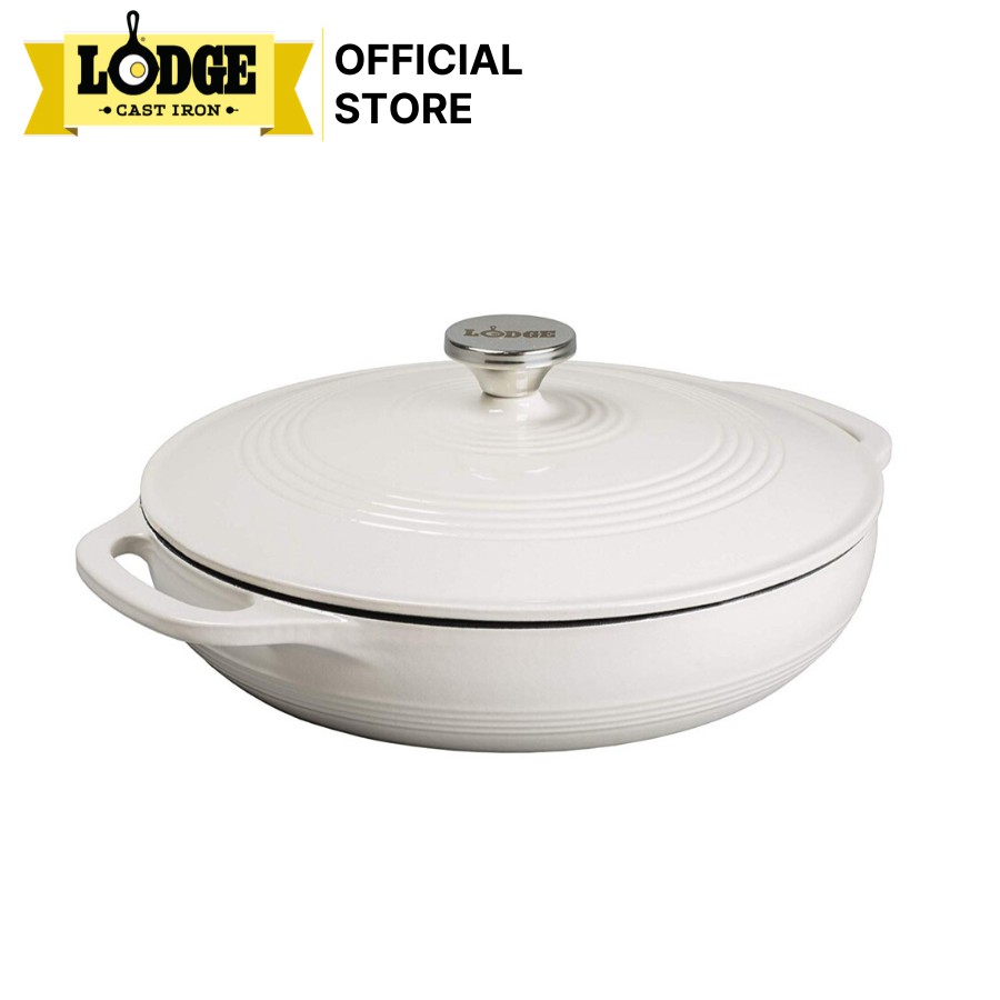  Lodge - Nồi gang phủ men màu trắng - 3.4L