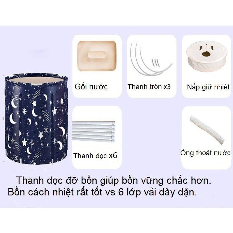 Bồn Tắm Gấp Gọn YUKI™ Vải Oxford Thế Hệ Mới - 6 Lớp Cách Nhiệt Lên Đến 3 Giờ.