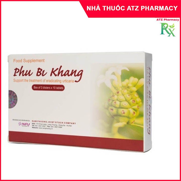 Phụ Bì Khang hộp 30 viên uống - Giảm mề đay, dị ứng, mẩn ngứa, tăng cường chức năng gan - ATZ PHARMACY