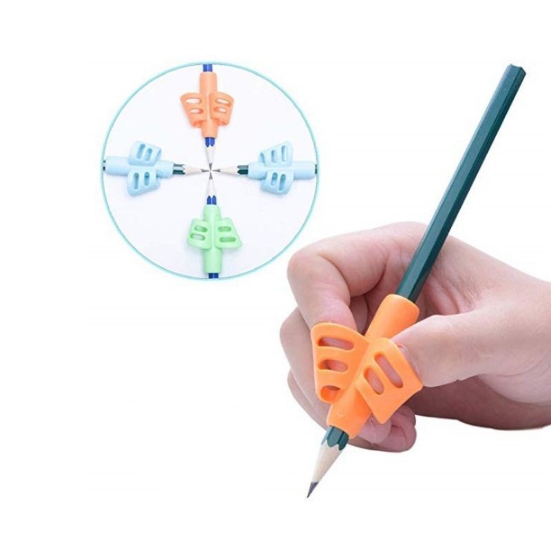 Dụng cụ chỉnh tư thế cầm bút, xỏ 2 ngón cầm bút silicon cho bé tập viết