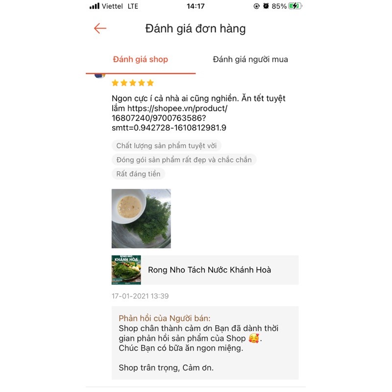 Rong Nho Tách Nước Khánh Hoà ( 1 rong tặng 1 sốt ) | BigBuy360 - bigbuy360.vn