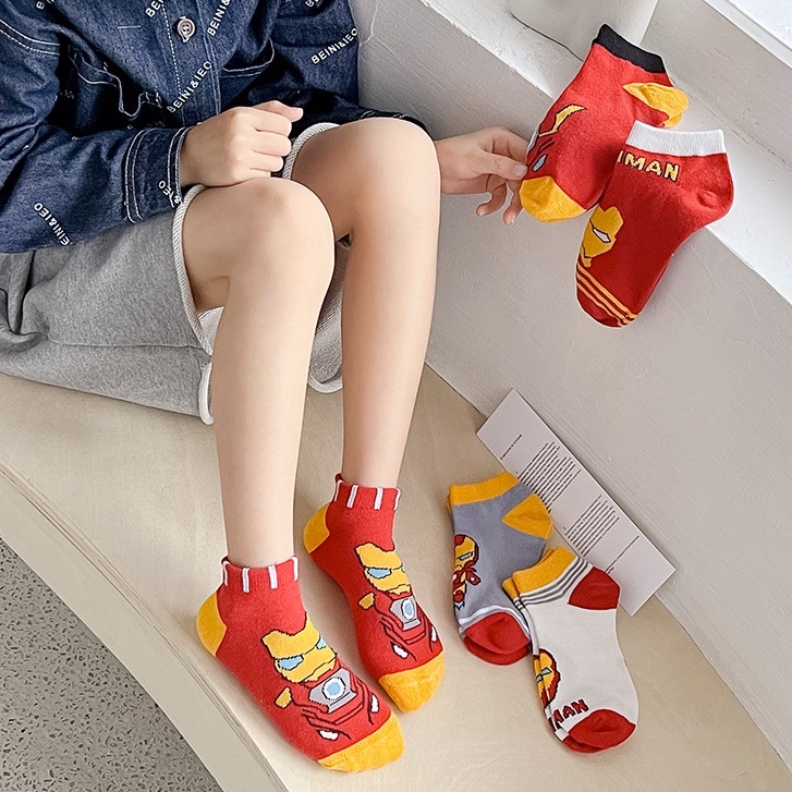 Set 5 Đôi Tất Cotton In Hình Siêu Anh Hùng Marvel Cho Bé