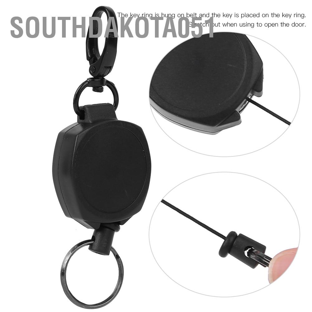 Southdakota051 Portable Stretchable Anti-Lost Anti-Theft Rebound Keychain Key Ring Black