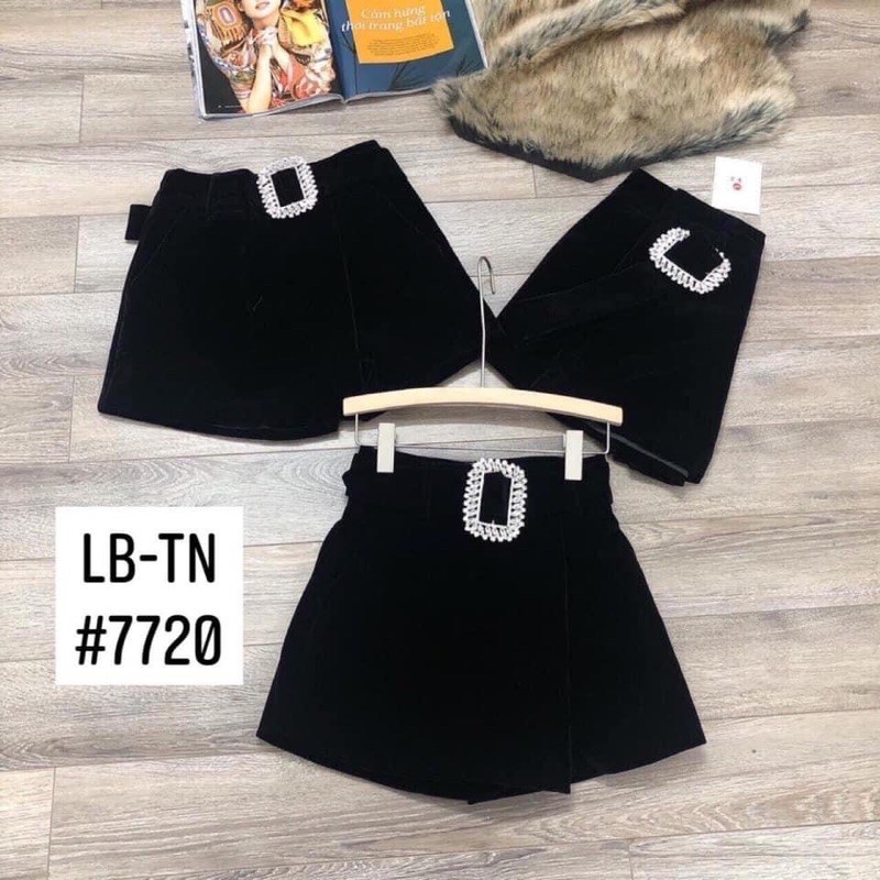 [Mã FASHION10KP giảm 10K đơn 50K] QUẦN SOOC NHUNG GIẢ VÁY KÈM ĐAI TAG ĐÁ VUÔNG | BigBuy360 - bigbuy360.vn