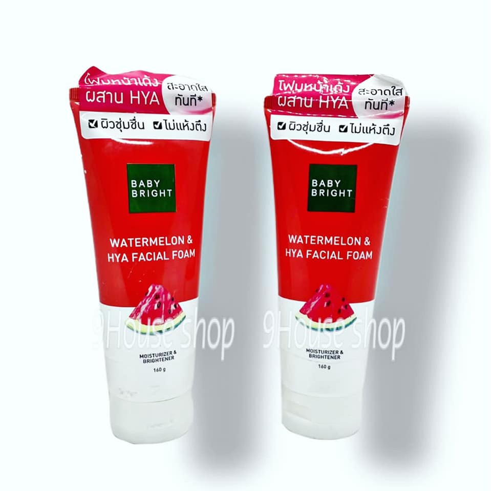 01 Tuýp Sữa Rửa Mặt Sáng Da Dưỡng Ẩm Hương Dưa Hấu Watermelon & Hya Facial Foam Baby Bright Thái Lan 160gram