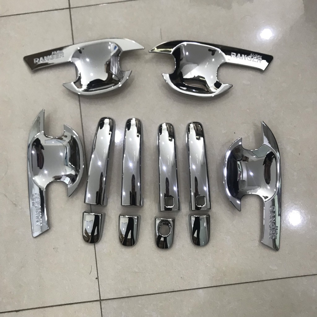 Bộ ốp Tay nắm + Hõm cửa Mạ crom xe Ford Ranger form 2013 đến 2021
