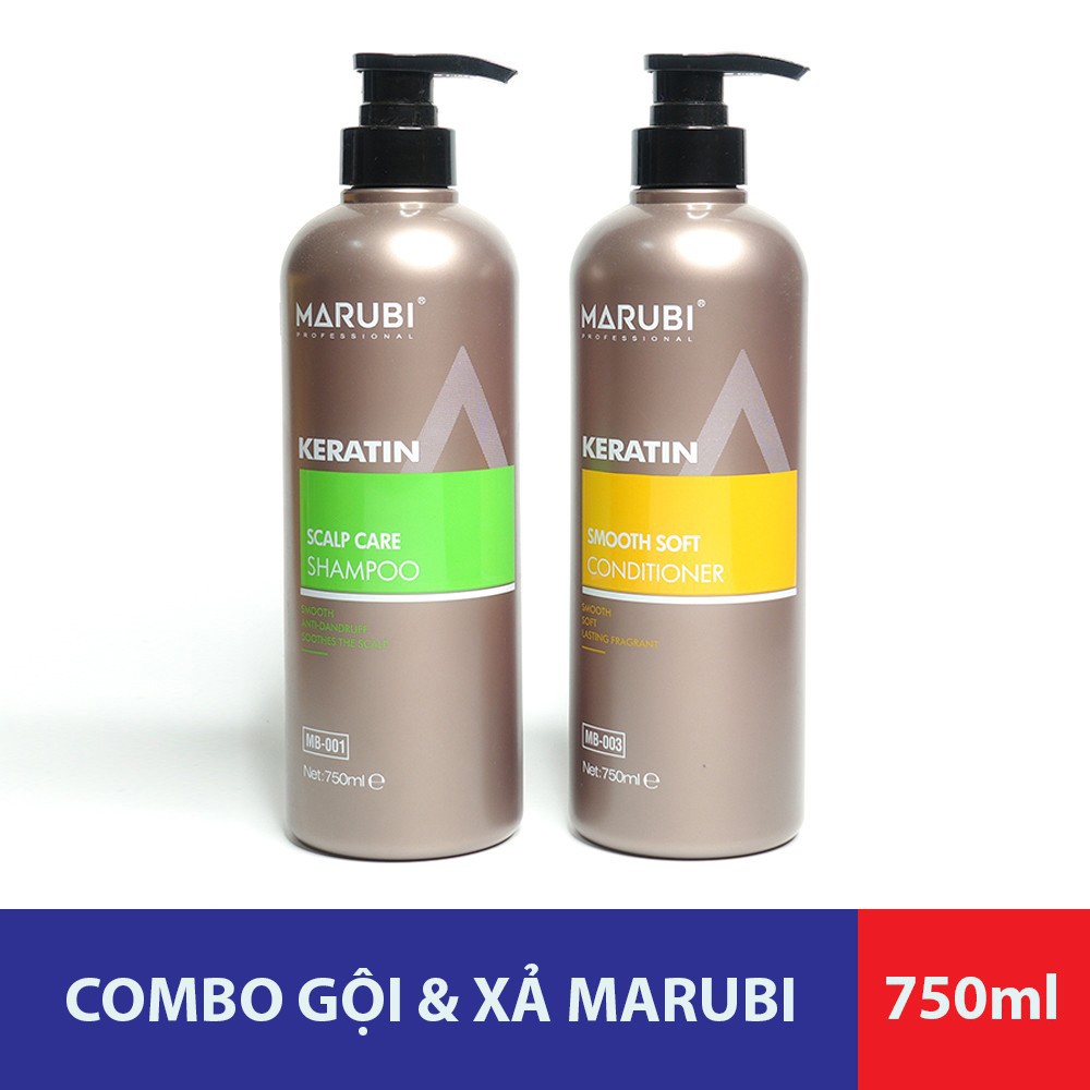 Cặp gội xả Marubi Keratin 750ml phục hồi hư tổn giảm rụng tóc chính hãng CT68