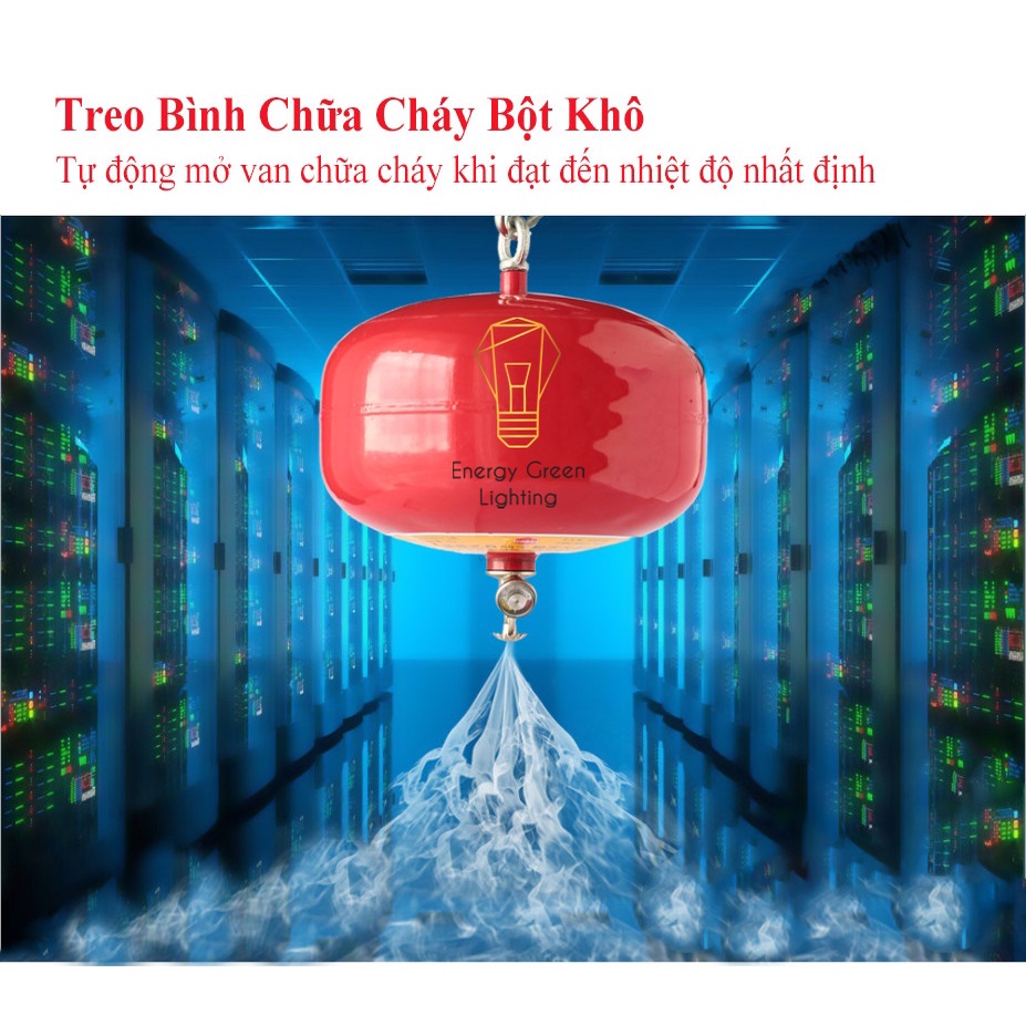 Bình Cứu Hỏa Energy Green Lighting - Chữa Cháy Tự Động Cảm Biến Nhiệt Độ 68 Độ C - Bột ABC 4KG Dùng PCCC