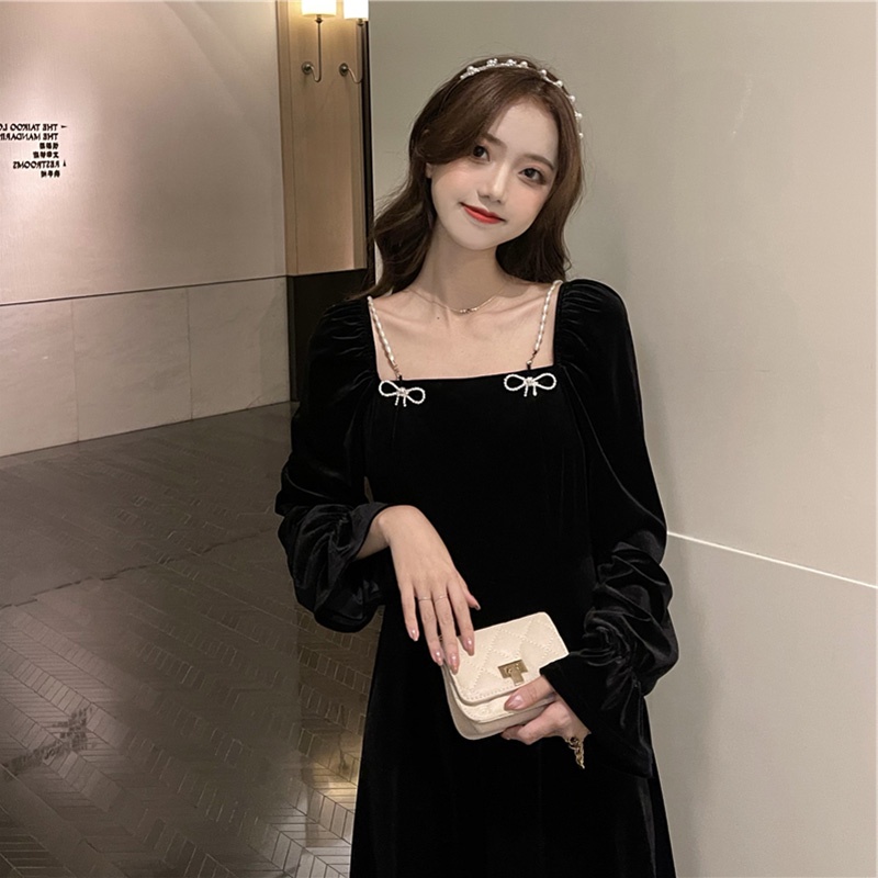 Đầm PERTY thời trang Hàn Quốc kiểu retro đơn giản quyến rũ