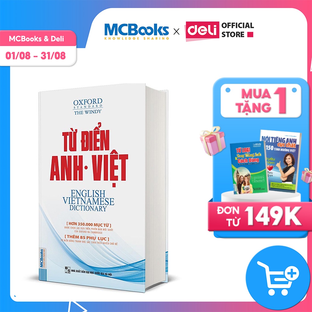 Sách - Từ Điển Anh VIệt Phiên Bản Bìa Mềm Màu Trắng - Giải Nghĩa Đầy Đủ Ví Dụ Phong Phú