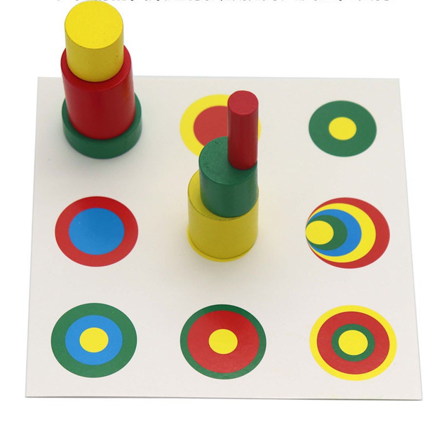 Bộ tháp trụ 4 màu Giáo cụ Montessori  đồ chơi giáo dục