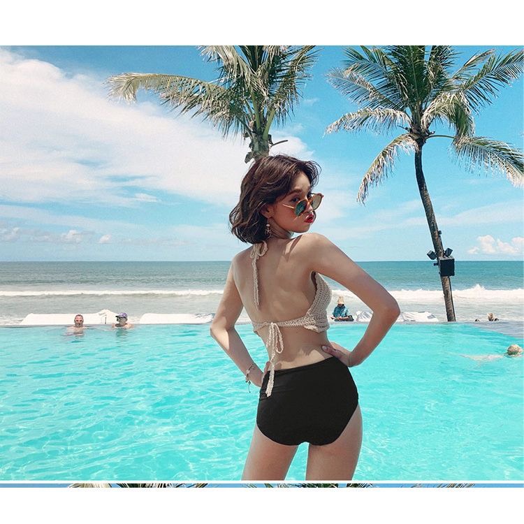 Set Đi Biển Len Móc 3 Món Có Bán Lẻ BIkiNi Ren Đi Biên Áo Bra Quần Khoác Choàng B6505