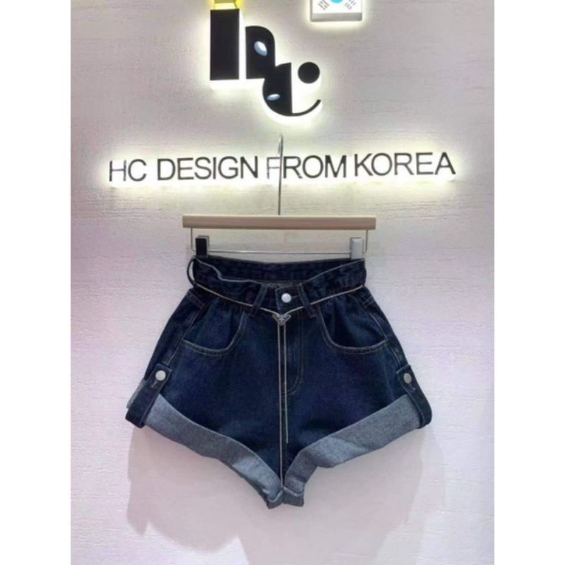 Quần sooc jean gập gấu kèm đai hàng QCL1