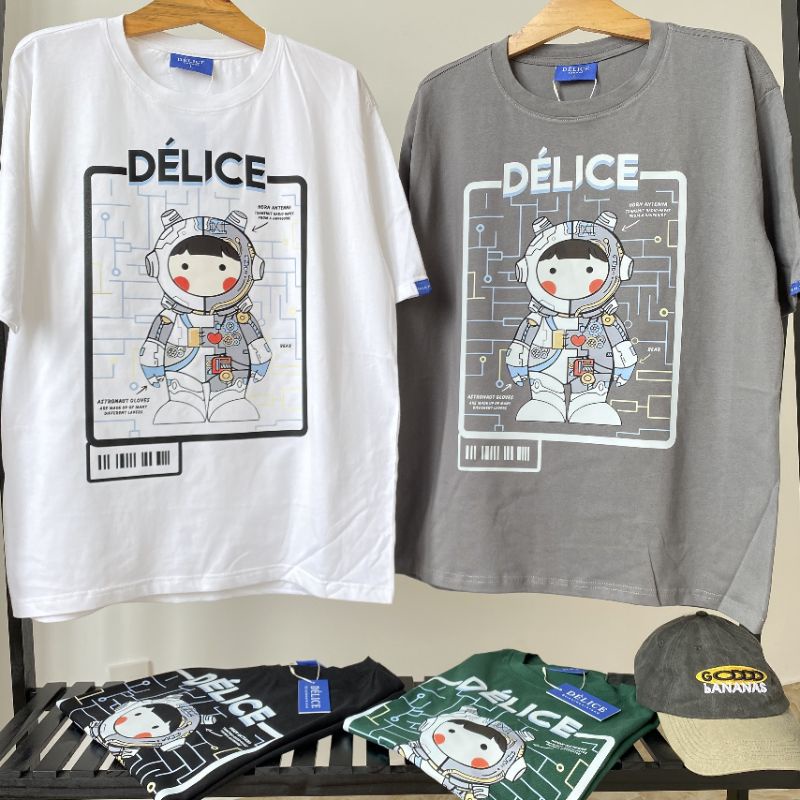 Áo thun%Cotton Full size% ảnh thật Délice phi hành gia