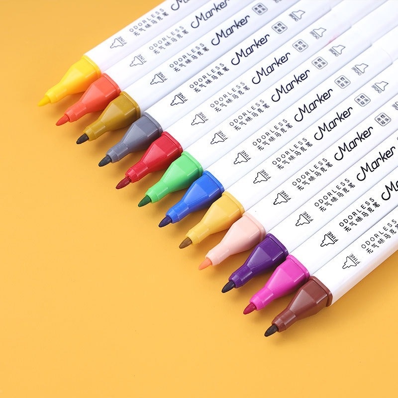 Bộ 12 / 18 /24 cây bút màu nước Ruixiang hai đầu mềm dùng cho đánh dấu / vẽ truyện tranh / graffiti / ghi chép nhật ký