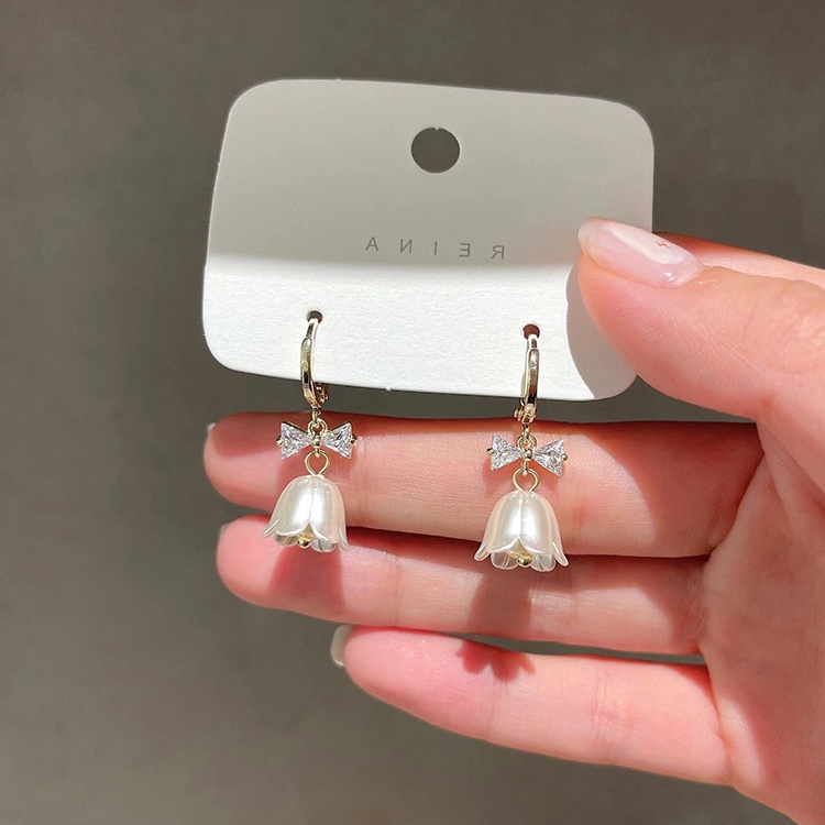 Niche Bông Tai Mạ Bạc 925 Hình Hoa lily Phong Cách Hàn Quốc Thời Trang Mùa Hè Cho Nữ