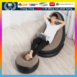【Tặng kèm bơm 】ghế sofa Hơi Tựa Lưng và gối kê chân cao cấp Nhà Cửa & Đời Sống