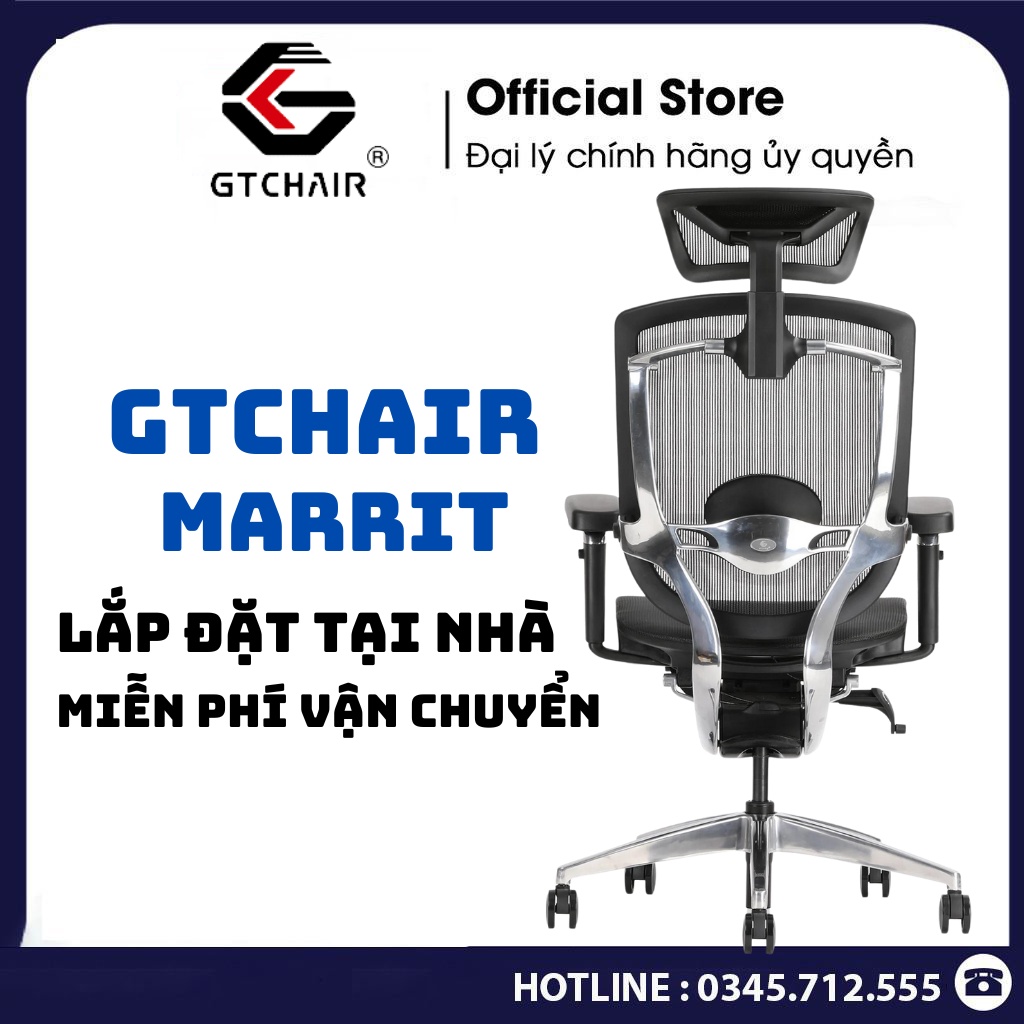 Ghế Ergonomic Công Thái Học GTChair Marrit X Lưới Xám 5D - Chế độ ngả 135 độ - Điều chỉnh linh hoạt