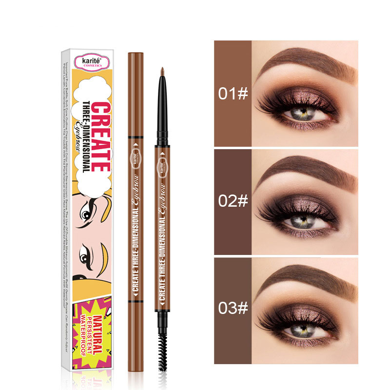 (Hàng Mới Về) Bút Chì Kẻ Lông Mày Hai Đầu 3 Màu Tự Nhiên Kháng Nước Lâu Trôi