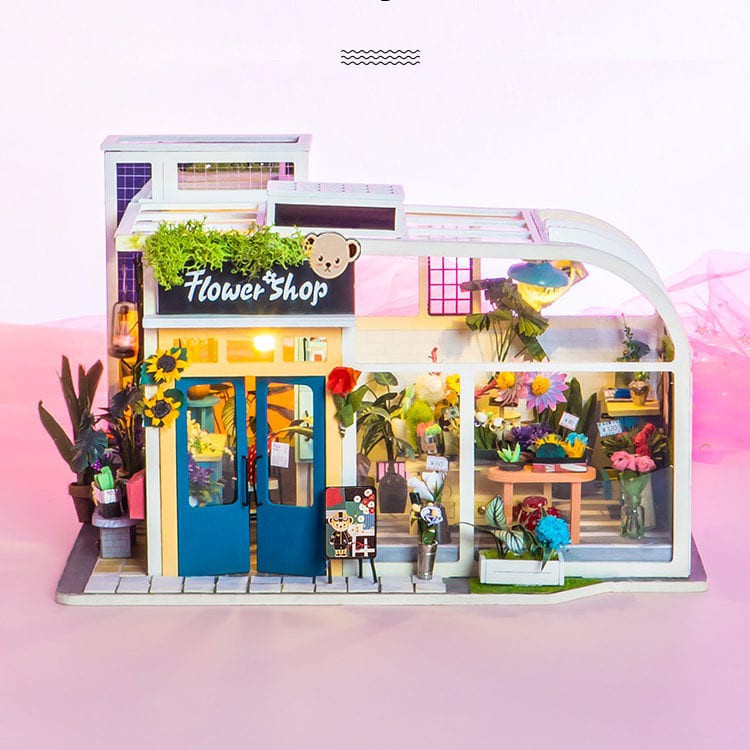 Mô Hình 3D Gỗ Nhà Tí Hon Robotime Teddy Flower Shop TD03W