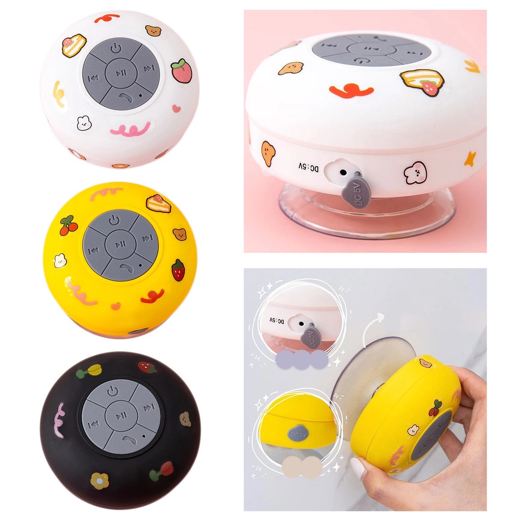 Loa bluetooth không dây gắn tường nhà tắm chống thấm nước nhỏ gọn tiện dụng kèm hình dán dễ thương