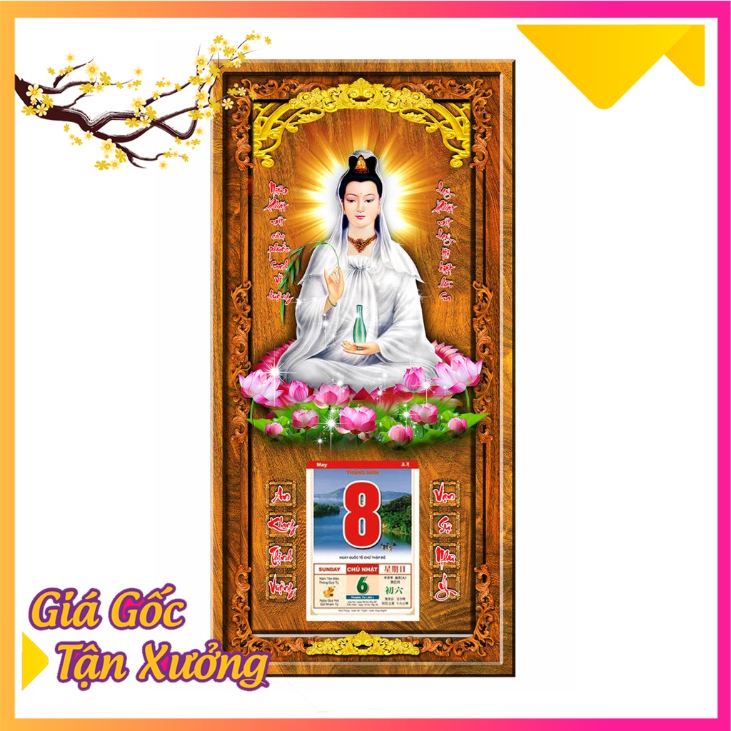 Lịch Gỗ Quan Âm Bồ Tát, Phật Thích Ca, Phật Tổ Ngồi Thiền, Hình Phật 3D Đẹp Xuân Giáp Thìn 2024