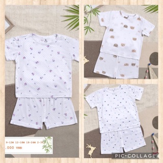 Bộ cộc tay cài vai bamboo Moon