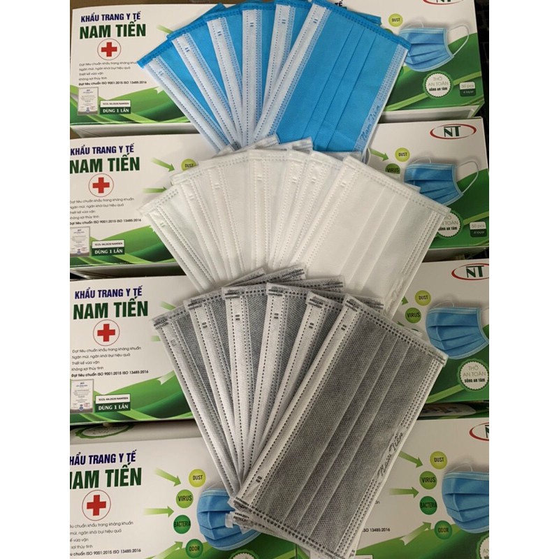 50 chiếc khẩu trang y tế kháng khuẩn 4 lớp dày dặn hàng cao cấp chính hãng Nam Tiến