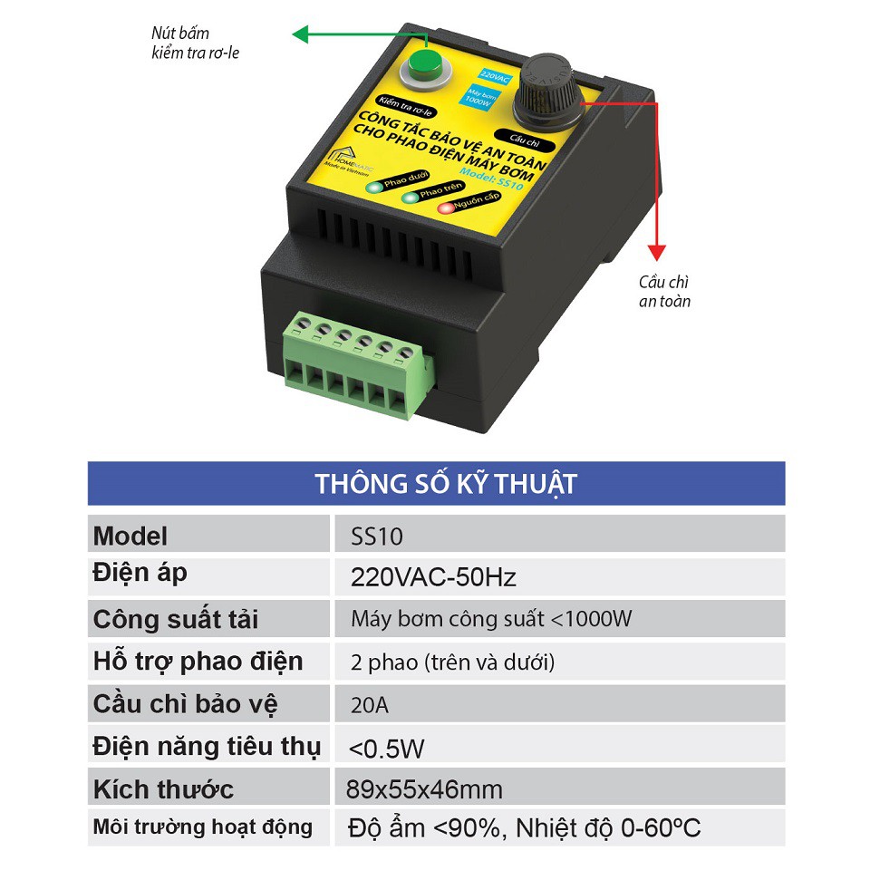 Rơ le an toàn cho phao điện máy bơm HOMEMATIC SS10