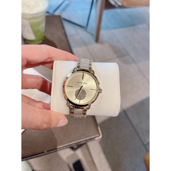 Đồng Hồ Nữ Mk Dây Gold Đính Đá, Mặt 36mm, Chống Nước 30m