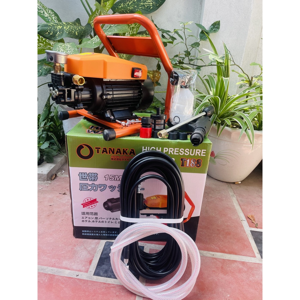 Máy rửa xe TANAKA T188 2900w công nghệ nhật bản với động cơ từ 100% lõi đồng mạnh mẽ bền bỉ