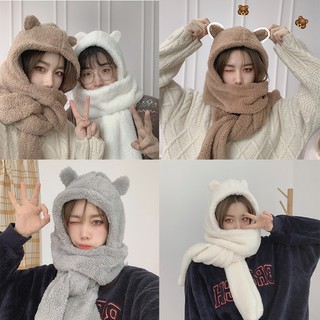 Xiaoxixi❥ Khăn Choàng Lông Cừu Mềm Mại Hình Tai Gấu Phong Cách Nhật Bản Dành Cho Nữ