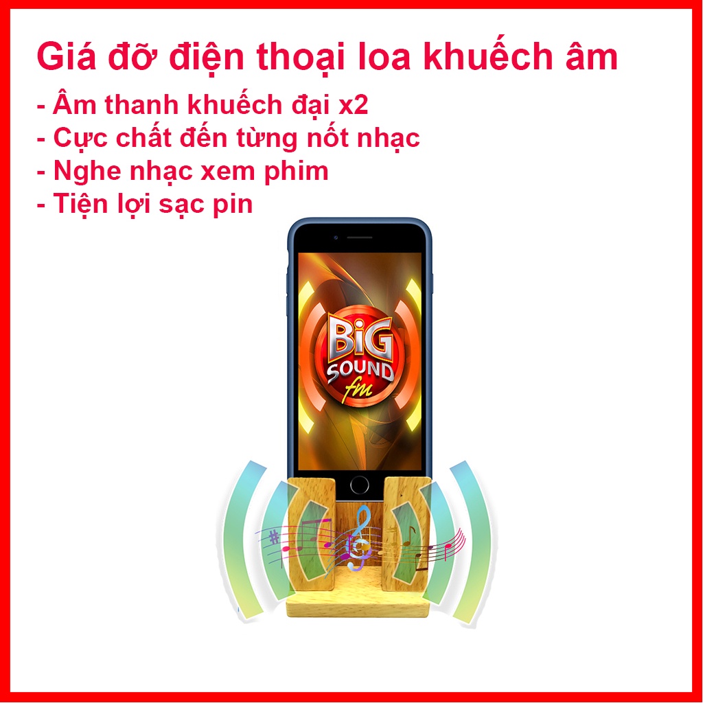 Giá đỡ điện thoại gỗ khuếch đại âm thanh