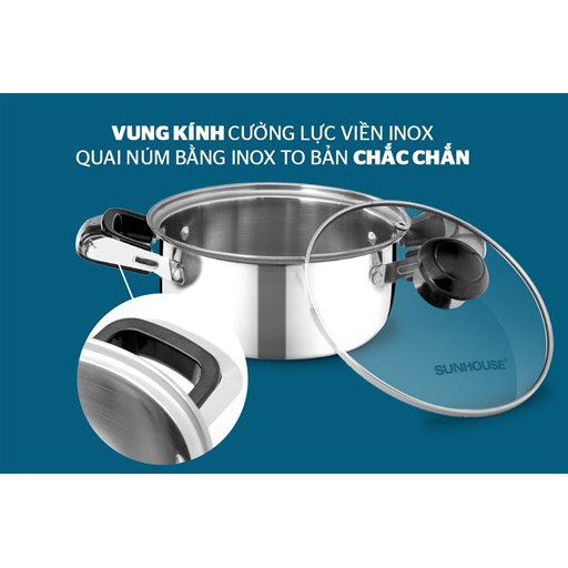Bộ nồi, nồi lẻ INOX 1 đáy SUNHOUSE SH365 - Dùng cho mọi loại bếp