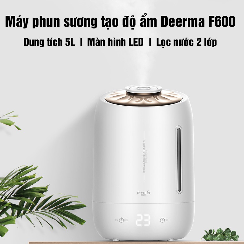 Máy Phun Sương Tạo Độ Ẩm Không Khí F600 Dung Tích 5L Màn Hình Cảm Ứng Hẹn Giờ, 3 Chế Độ Sương Mù Có Thể Điều Chỉnh Cho G