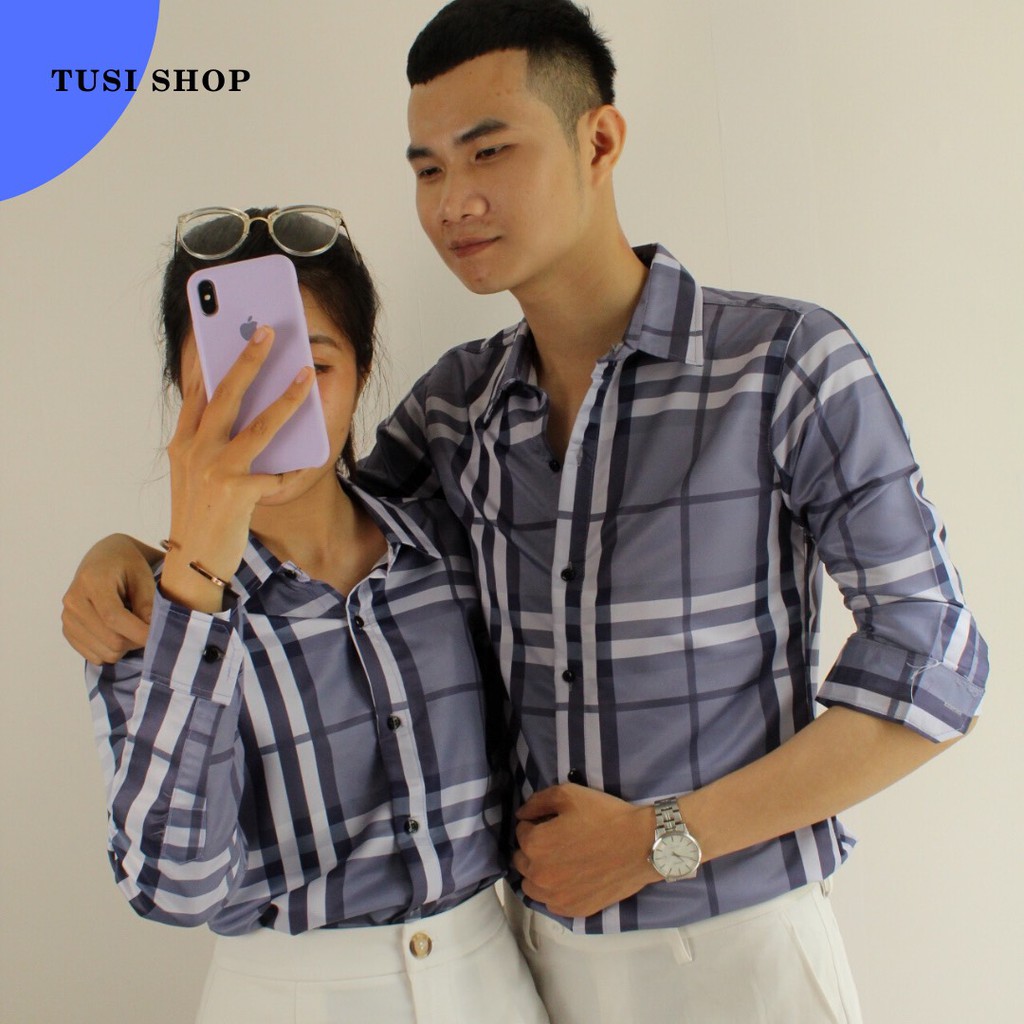 [SIÊU GIẢM GIÁ] Áo sơ mi 3D nam nữ cặp đôi chất liệu kate lụa HOẠ TIẾT CARO | BigBuy360 - bigbuy360.vn