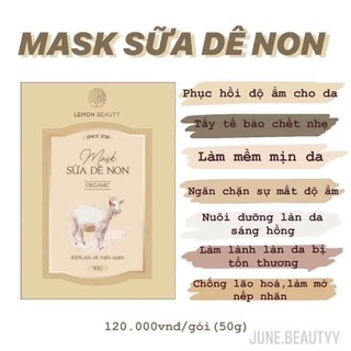 Mask sữa dê non 100% nguyên chất lemon beauty 🎁tặng cọ que băng đô