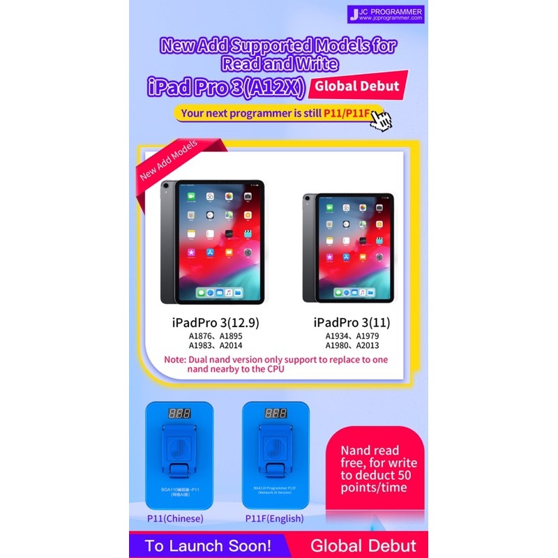 JC P11F thiết bị làm Unlock WIFI & fix ổ cứng iPh.one 8 đến 11PRO Max