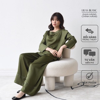 Bộ đồ lụa Pyjama Nữ 𝐋𝐈𝐋𝐀𝐒 𝐁𝐋𝐀𝐍𝐂 Kiểu Dáng Dài, Chui Đầu, Chất Lụa Cao Cấp Sang Trọng | Màu Xanh Highpark